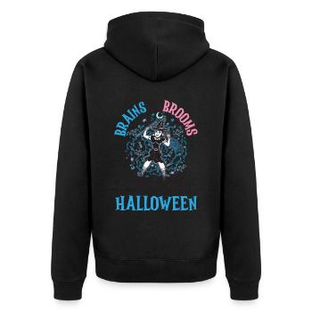 Hirn & Besen: Ein lehrreicher Halloween-Gruselunte - Unisex Premium Bio Zip Hoodie - Schwarz - Hinten - Nico (187cm)