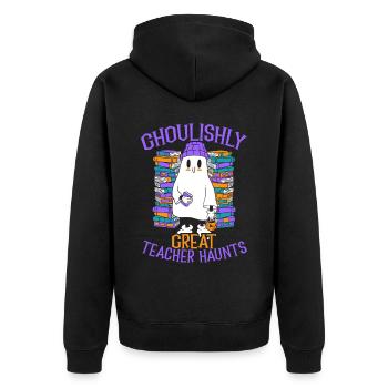 Schaurig-schöner Lehrer sucht Lehrer-Halloween hei - Unisex Premium Bio Zip Hoodie - Schwarz - Hinten - Nico (187cm)
