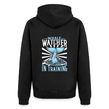 Whale Watcher in Training - Whale Watching - Unisex Premium Organic Zip Hoodie - black - Back - Nico (187cm)