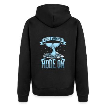Whale Watching Mode On - Walbeobachtung - Unisex Premium Organic Zip Hoodie - black - Back - Nico (187cm)
