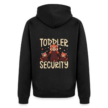 Kleinkind Aufpasser - Babysitter - Unisex Premium Bio Zip Hoodie - Schwarz - Hinten - Nico (187cm)