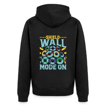Shield Wall Mode On - Wikinger Schildwall - Unisex Premium Bio Zip Hoodie - Schwarz - Hinten - Nico (187cm)