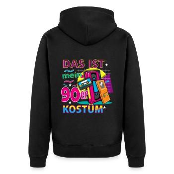 Das ist mein 90er Kostüm - Unisex Premium Bio Zip Hoodie - Schwarz - Hinten - Nico (187cm)