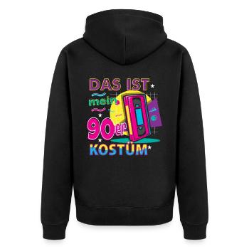Das ist mein 90er Kostüm - Unisex Premium Bio Zip Hoodie - Schwarz - Hinten - Nico (187cm)