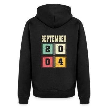 19th Birthday September Vintage 2004 Vintage - Unisex Premium Organic Zip Hoodie - black - Back - Nico (187cm)
