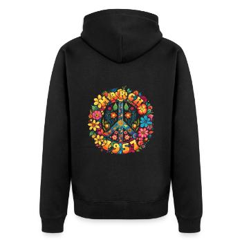 Flower Power Hippie Birthday - Mars 1957 - Veste à capuche bio Premium Unisexe - noir - Dos - Nico (187cm)