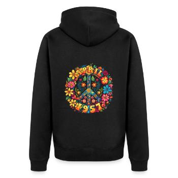 Flower Power Hippie Birthday - Avril 1957 - Veste à capuche bio Premium Unisexe - noir - Dos - Nico (187cm)