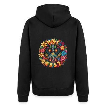 Flower Power Hippie Birthday - Mai 1957 - Veste à capuche bio Premium Unisexe - noir - Dos - Nico (187cm)
