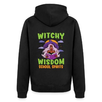 Hexige Weisheit Schulgeister Lehrer Halloween - Unisex Premium Bio Zip Hoodie - Schwarz - Hinten - Nico (187cm)