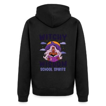 Hexenweisheit Schulgeister Lehrer Halloween - Unisex Premium Bio Zip Hoodie - Schwarz - Hinten - Nico (187cm)
