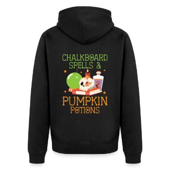 Chalkboard Magic & Pumpkin Potions Halloween - Unisex Premium Organic Zip Hoodie - black - Back - Nico (187cm)