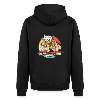 Beer Beer Lovers Drink Stay Drinking - Unisex Premium Organic Zip Hoodie - black - Back - Nico (187cm)