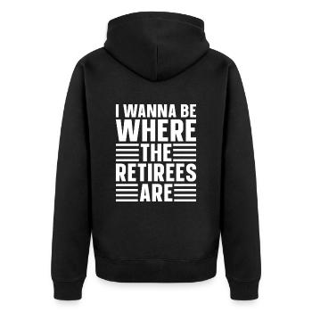 Pensioner Pension Funny - Unisex Premium Organic Zip Hoodie - black - Back - Nico (187cm)