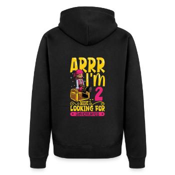 Ich bin 2 - Mädchen Pirat - Unisex Premium Bio Zip Hoodie - Schwarz - Hinten - Nico (187cm)