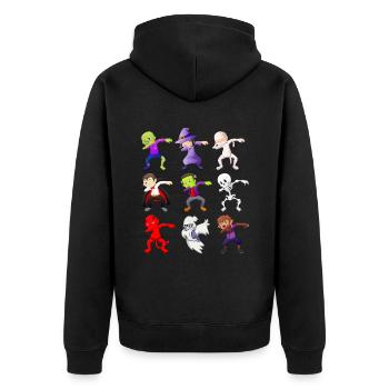 Dabbing Halloween Skeleton Zombie Pumpkin Mummy - Unisex Premium Organic Zip Hoodie - black - Back - Nico (187cm)