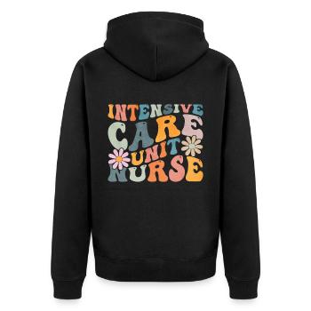 Groovy nurse in intensive care IC - Unisex Premium Organic Zip Hoodie - black - Back - Nico (187cm)