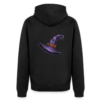 Purple witch hat magical Halloween accessory - Unisex Premium Organic Zip Hoodie - black - Back - Nico (187cm)