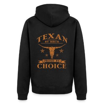 Texan de naissance fier par choix - Veste à capuche bio Premium Unisexe - noir - Dos - Nico (187cm)