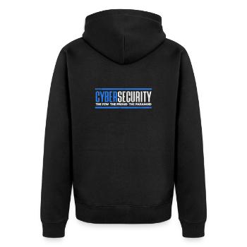 Hacker - Unisex Premium Bio Zip Hoodie - Schwarz - Hinten - Nico (187cm)
