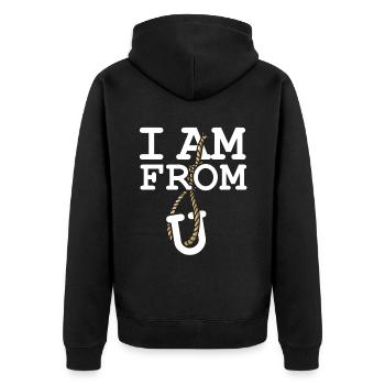 I Am From Europe U Rope Europe Ironic Sarcasm - Unisex Premium Organic Zip Hoodie - black - Back - Nico (187cm)