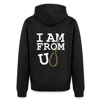 I Am From Europe U Rope Europa Ironic Sarcasm - Unisex Premium Organic Zip Hoodie - black - Back - Nico (187cm)