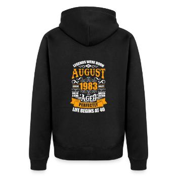 August 1983 40th birthday 40 years gift - Unisex Premium Organic Zip Hoodie - black - Back - Nico (187cm)