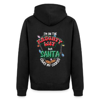 I'm On The Naughty List But Santa Loves My Cookies - Unisex Premium Bio Zip Hoodie - Schwarz - Hinten - Nico (187cm)