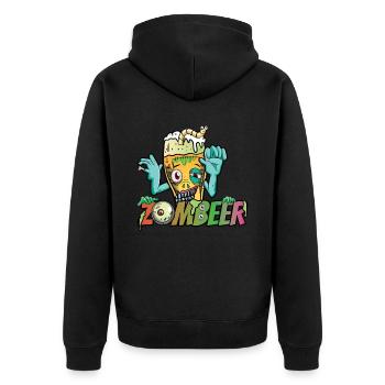 Zombeer Halloween Kostüm Bier Zombie - Unisex Premium Bio Zip Hoodie - Schwarz - Hinten - Nico (187cm)