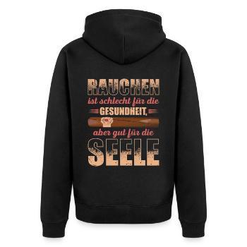 Zigarre Rauchen Für Zigarrenliebhaber Zigarrenrauc - Unisex Premium Bio Zip Hoodie - Schwarz - Hinten - Nico (187cm)