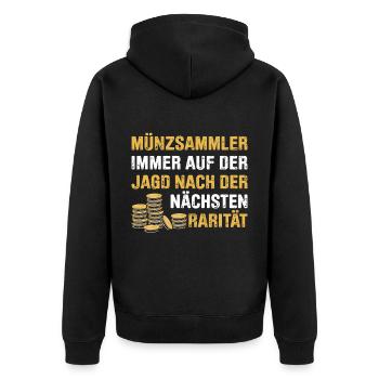 Münzen Sammeln Für Lustige Münzsammler Und Münzlie - Unisex Premium Bio Zip Hoodie - Schwarz - Hinten - Nico (187cm)