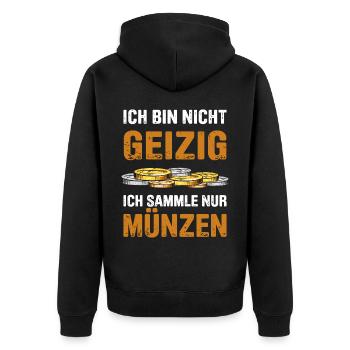 Münzen Sammeln Für Lustige Münzsammler Und Münzlie - Unisex Premium Bio Zip Hoodie - Schwarz - Hinten - Nico (187cm)