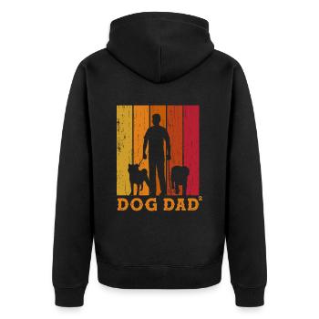 Retro Dog Dad High 2 - Unisex Premium Organic Zip Hoodie - black - Back - Nico (187cm)