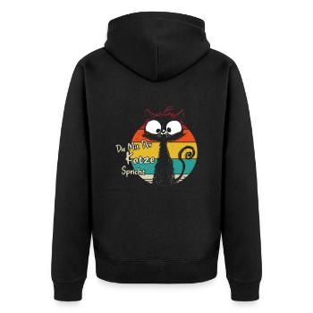 Die mit der Katze spricht - Unisex Premium Bio Zip Hoodie - Schwarz - Hinten - Nico (187cm)
