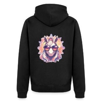 Lunettes de soleil Licorne - Veste à capuche bio Premium Unisexe - noir - Dos - Nico (187cm)
