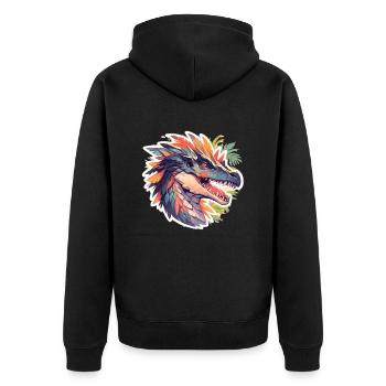 Dinosaurier Trex Dinos Dinosaurus Dino Baby - Unisex Premium Bio Zip Hoodie - Schwarz - Hinten - Nico (187cm)