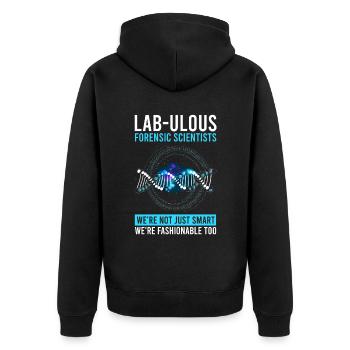 Forensischer Wissenschaftlicher Ermittler - Unisex Premium Bio Zip Hoodie - Schwarz - Hinten - Nico (187cm)