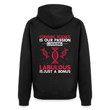 Forensische Kriminologie und Tatort-Ermittler - Unisex Premium Bio Zip Hoodie - Schwarz - Hinten - Nico (187cm)