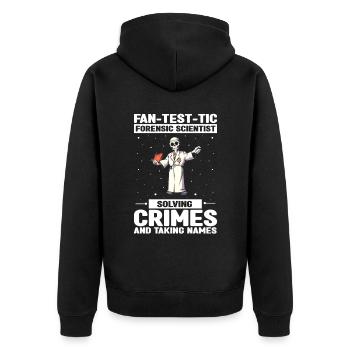 Forensischer Wissenschaftler und Kriminallabor - Unisex Premium Bio Zip Hoodie - Schwarz - Hinten - Nico (187cm)
