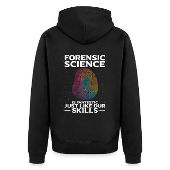 Forensische Kriminologie und Tatort-Ermittler - Unisex Premium Bio Zip Hoodie - Schwarz - Hinten - Nico (187cm)