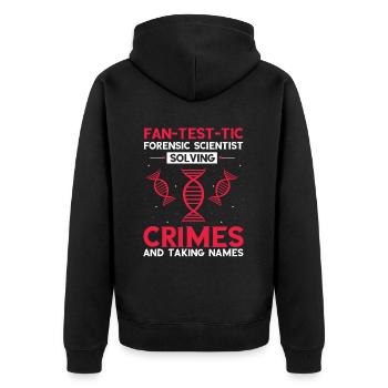 Tatortuntersuchung und Gerichtsmediziner - Unisex Premium Bio Zip Hoodie - Schwarz - Hinten - Nico (187cm)