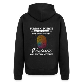 Forensischer Wissenschaftler und Kriminallabor - Unisex Premium Bio Zip Hoodie - Schwarz - Hinten - Nico (187cm)