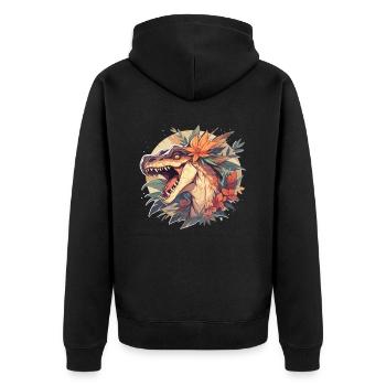 Dinosaurier Trex Dinos Dinosaurus Dino Baby - Unisex Premium Bio Zip Hoodie - Schwarz - Hinten - Nico (187cm)