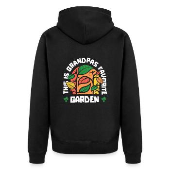 Hobbygärtner Garten Garten Opa - Unisex Premium Bio Zip Hoodie - Schwarz - Hinten - Nico (187cm)