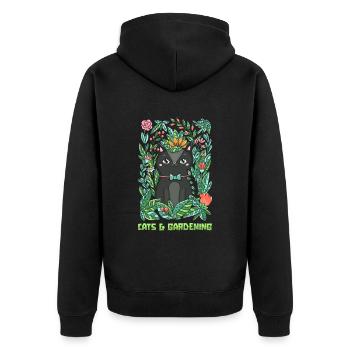 Hobbygärtner Garten Katzenartig Gartenkatze - Unisex Premium Bio Zip Hoodie - Schwarz - Hinten - Nico (187cm)