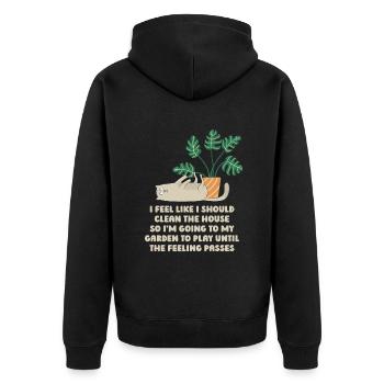 Hobbygärtner Garten Katze Gartenkatze - Unisex Premium Bio Zip Hoodie - Schwarz - Hinten - Nico (187cm)