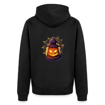 Creepy pumpkin disguise for Halloween 2023 - Unisex Premium Organic Zip Hoodie - black - Back - Nico (187cm)