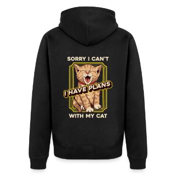 Katze - Unisex Premium Bio Zip Hoodie - Schwarz - Hinten - Nico (187cm)