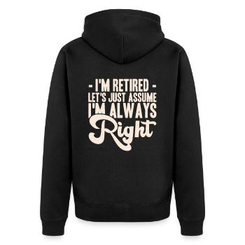 Pensioner pension funny - Unisex Premium Organic Zip Hoodie - black - Back - Nico (187cm)