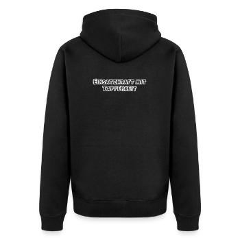 Feuerwehr - Einsatzkraft mit Tapferkeit - Unisex Premium Bio Zip Hoodie - Schwarz - Hinten - Nico (187cm)