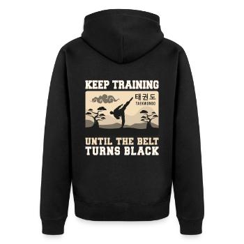 TKD Korean Martial Arts Tae Kwon - Unisex Premium Bio Zip Hoodie - Schwarz - Hinten - Nico (187cm)